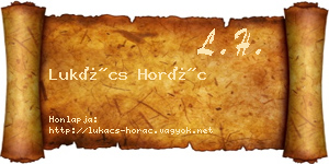 Lukács Horác névjegykártya